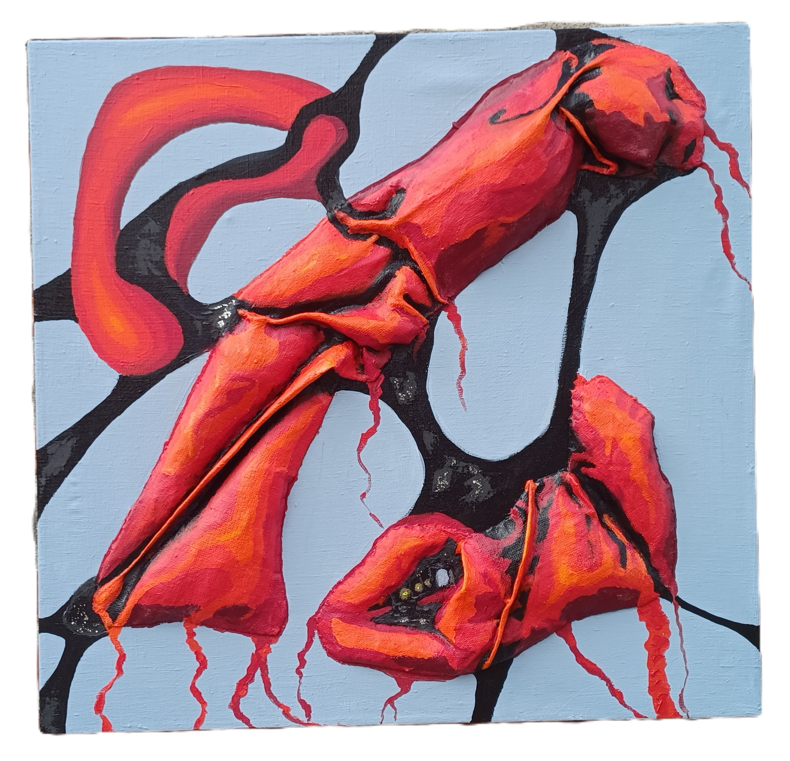 Rød sfærisk kompoition – mixed media af A.C.Rosmon