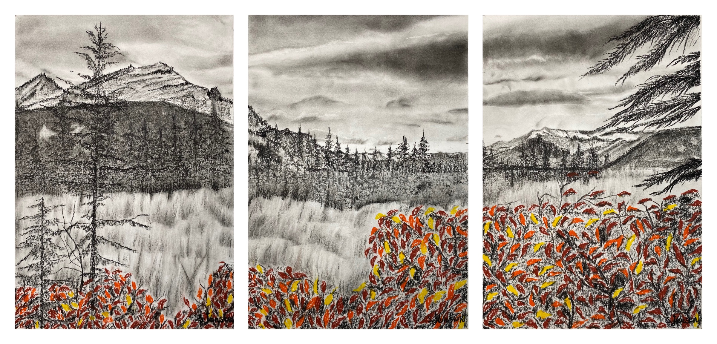 I det kontinuerlige efterår – mixed media af Solmaz Jensen