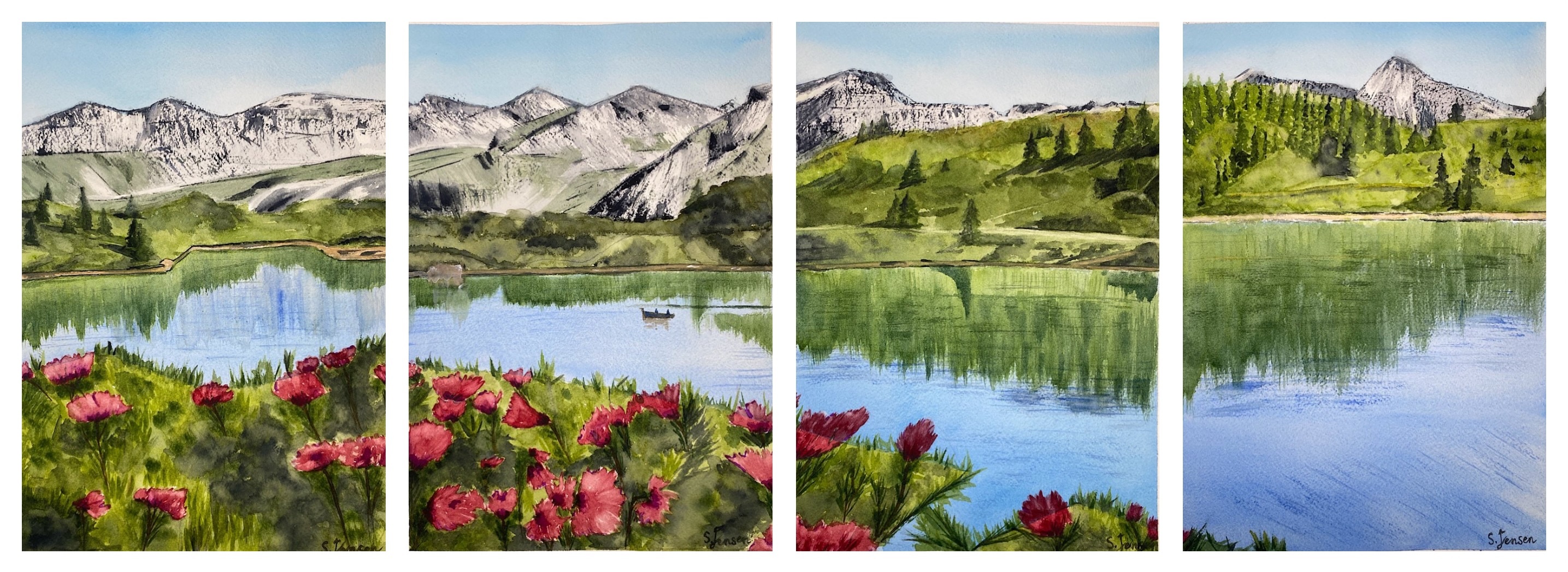 Bjergsøblomster – malerier af Solmaz Jensen