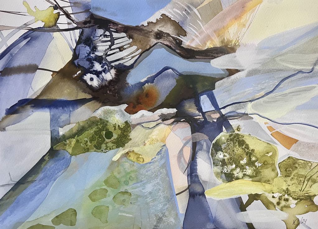 "upside down" – mixed media af Kirsten Overgaard