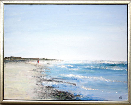 Med hund på stranden