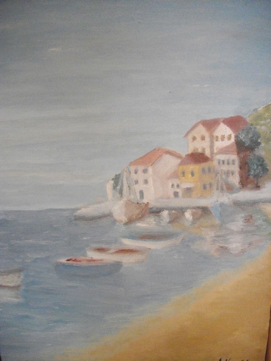 på stranden