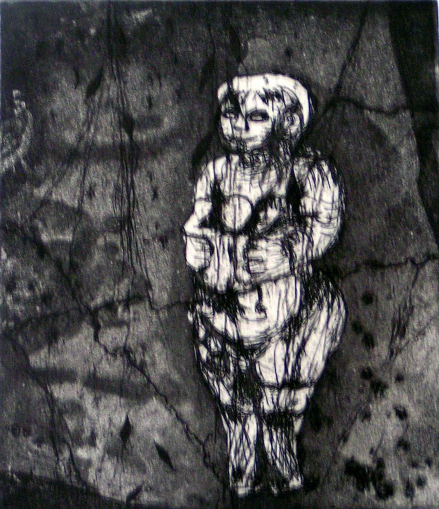 Kvindefigur med barn