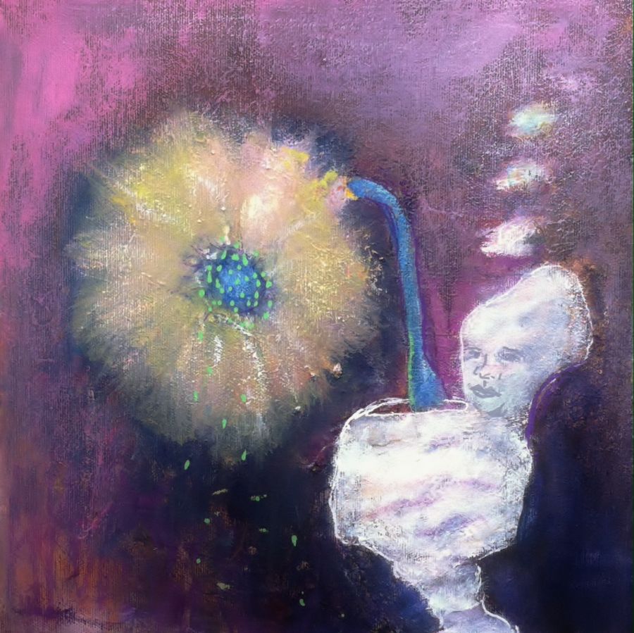 Lille vasekone med blomst