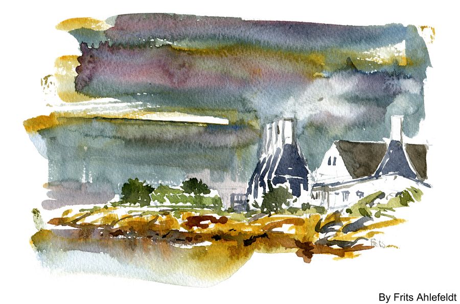 Svaneke røgerier, Akvarel, Bornholm