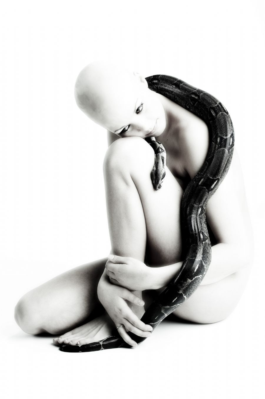 Nude girl with snake