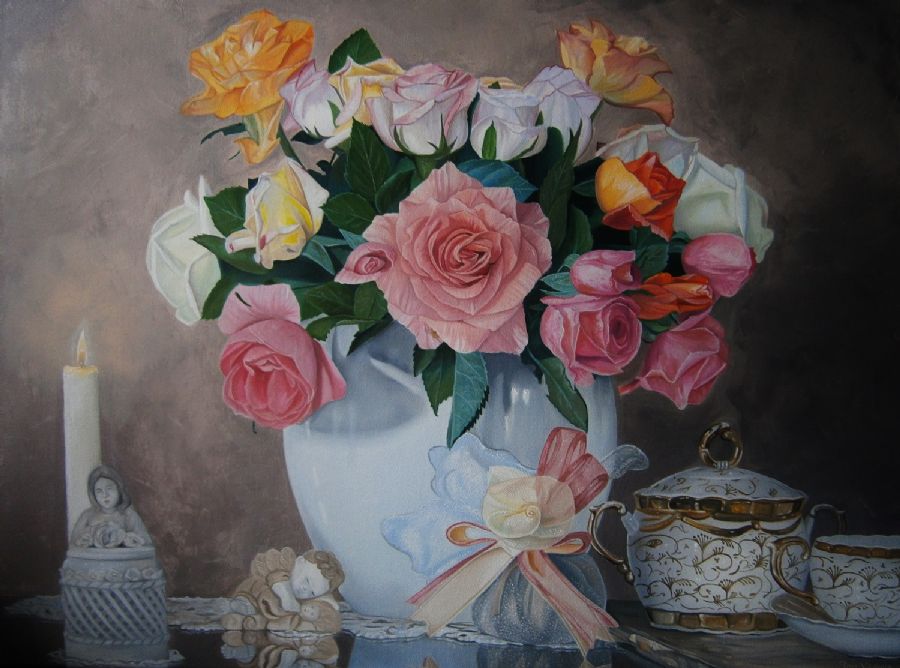 vase med blomster