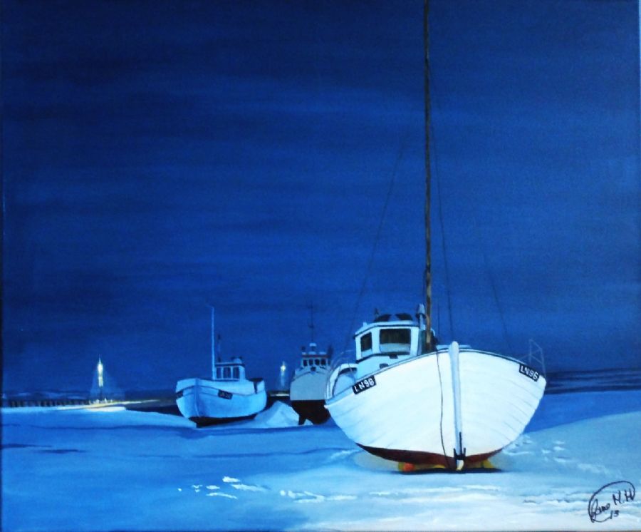 Fisker både ved Vesterhavet