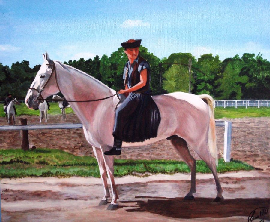 Ungarsk cowboy på Lippizaner