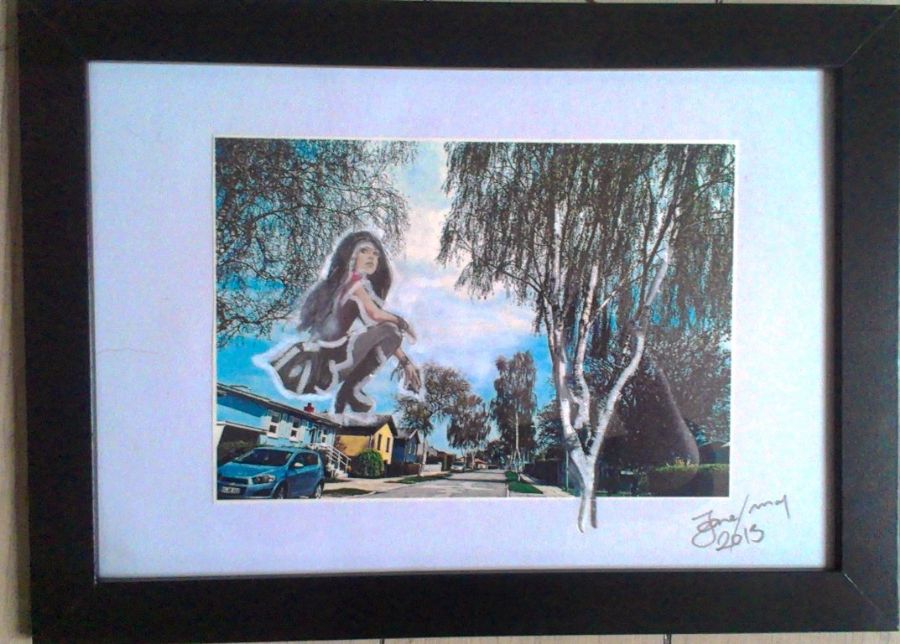 foto, kridt, collage
