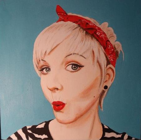"Pink pin up" efter foto af Basistka