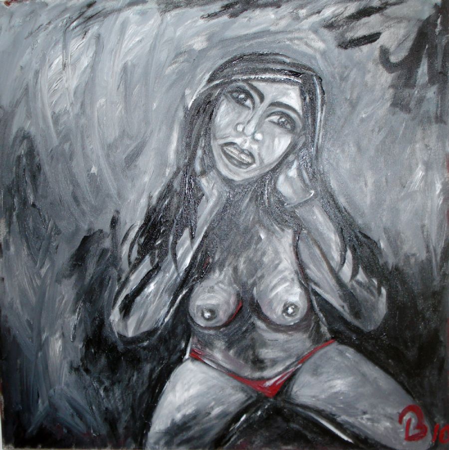 woman in red panthies