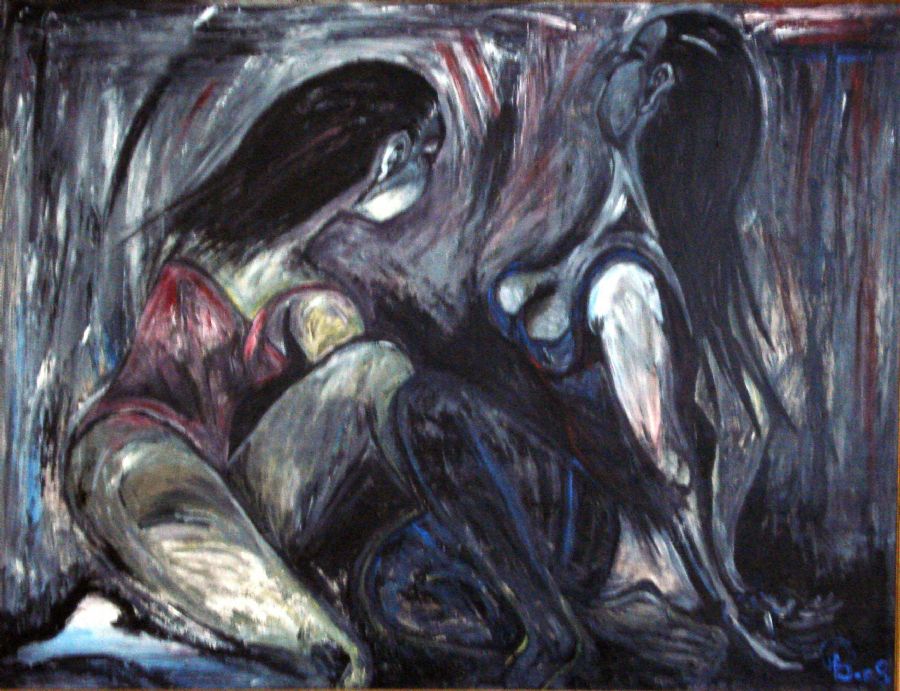 women in red and blue