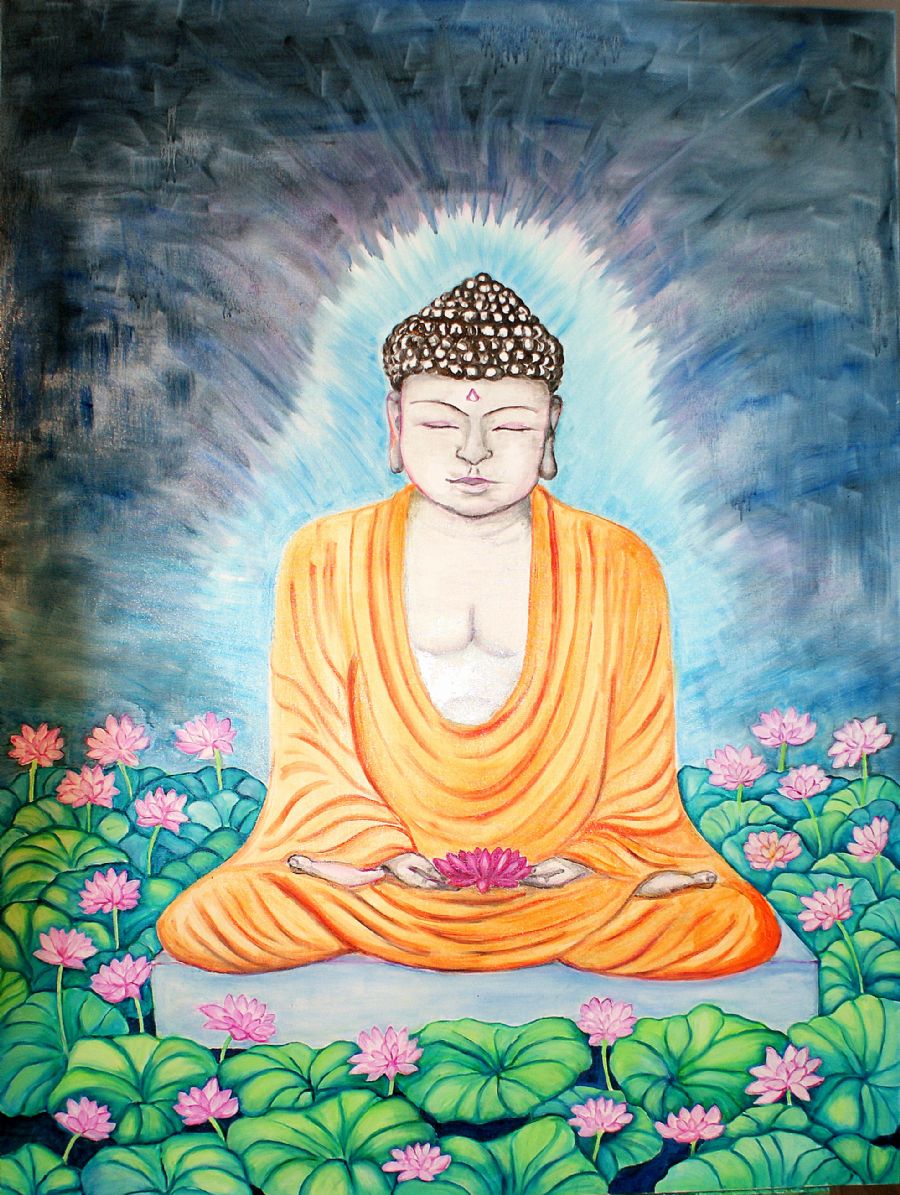 Buddha i lotusdam (SOLGT)