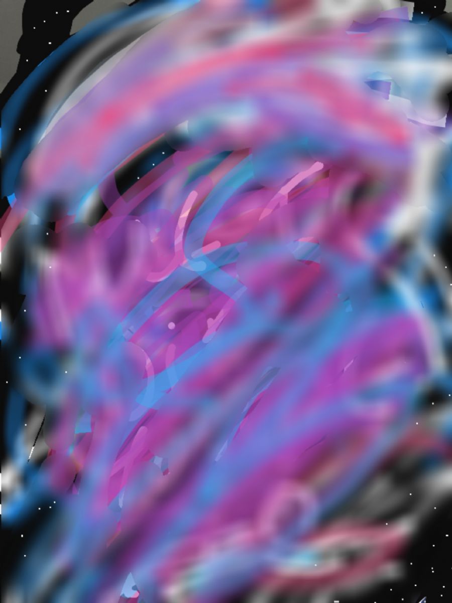 Spacy abstrakt i pink, blå, lilla
