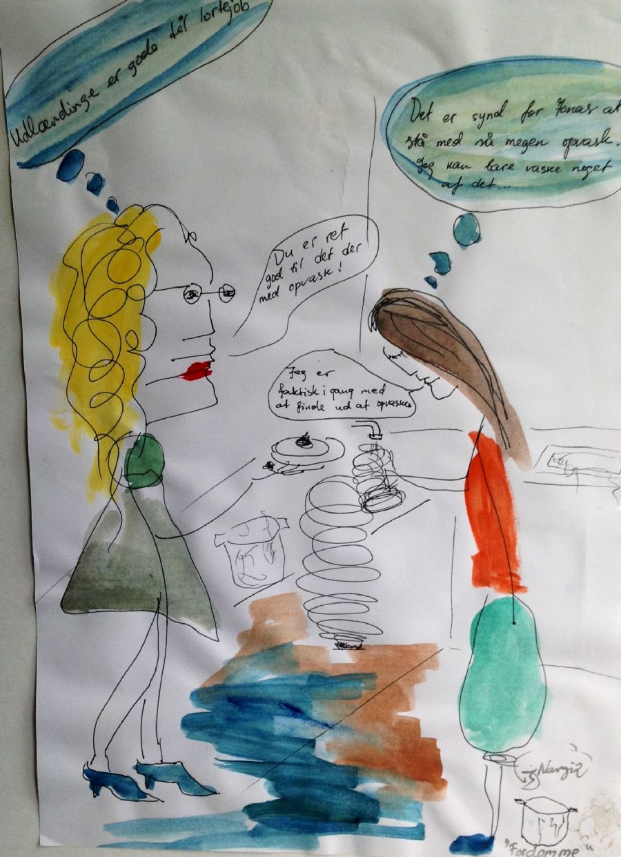 Karikatur om kulturmøde og fordomme