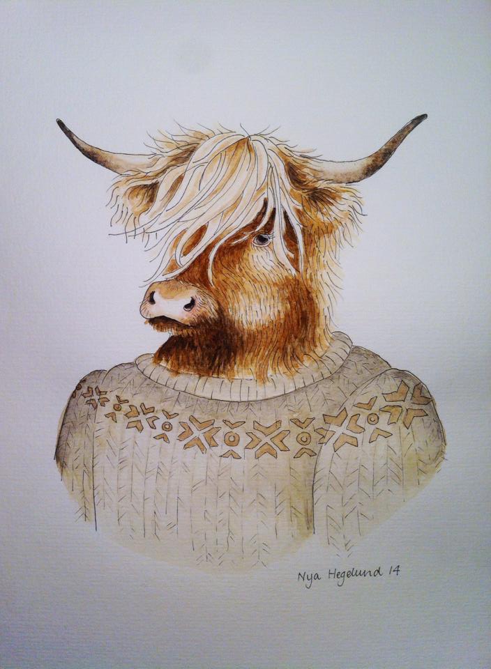 Highlandcow in sweater