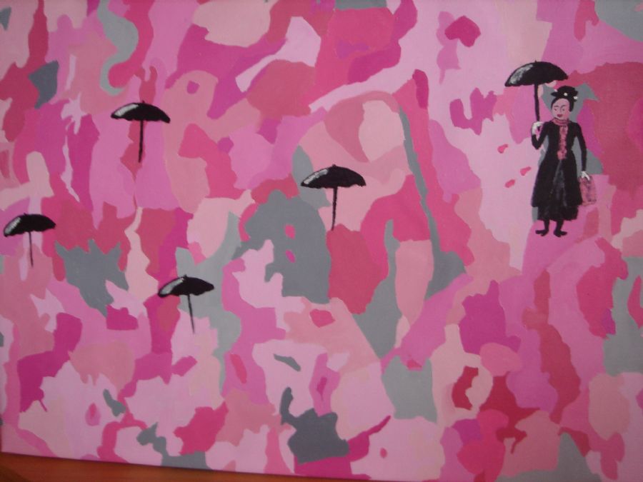 Mary Poppins på abstrakt baggrund