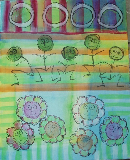 Blomster blå-grøn