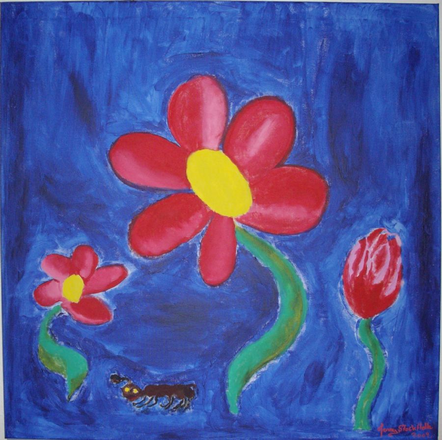 Forår blomster med en tissemyr.