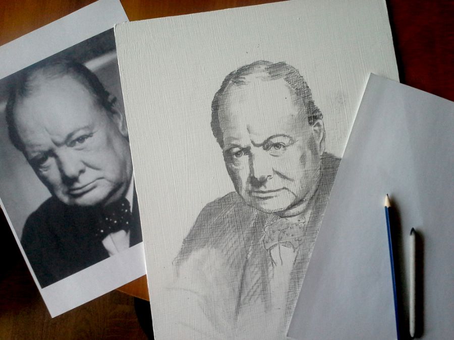 Winston-Churchill-stage-1,-oil-on-wood