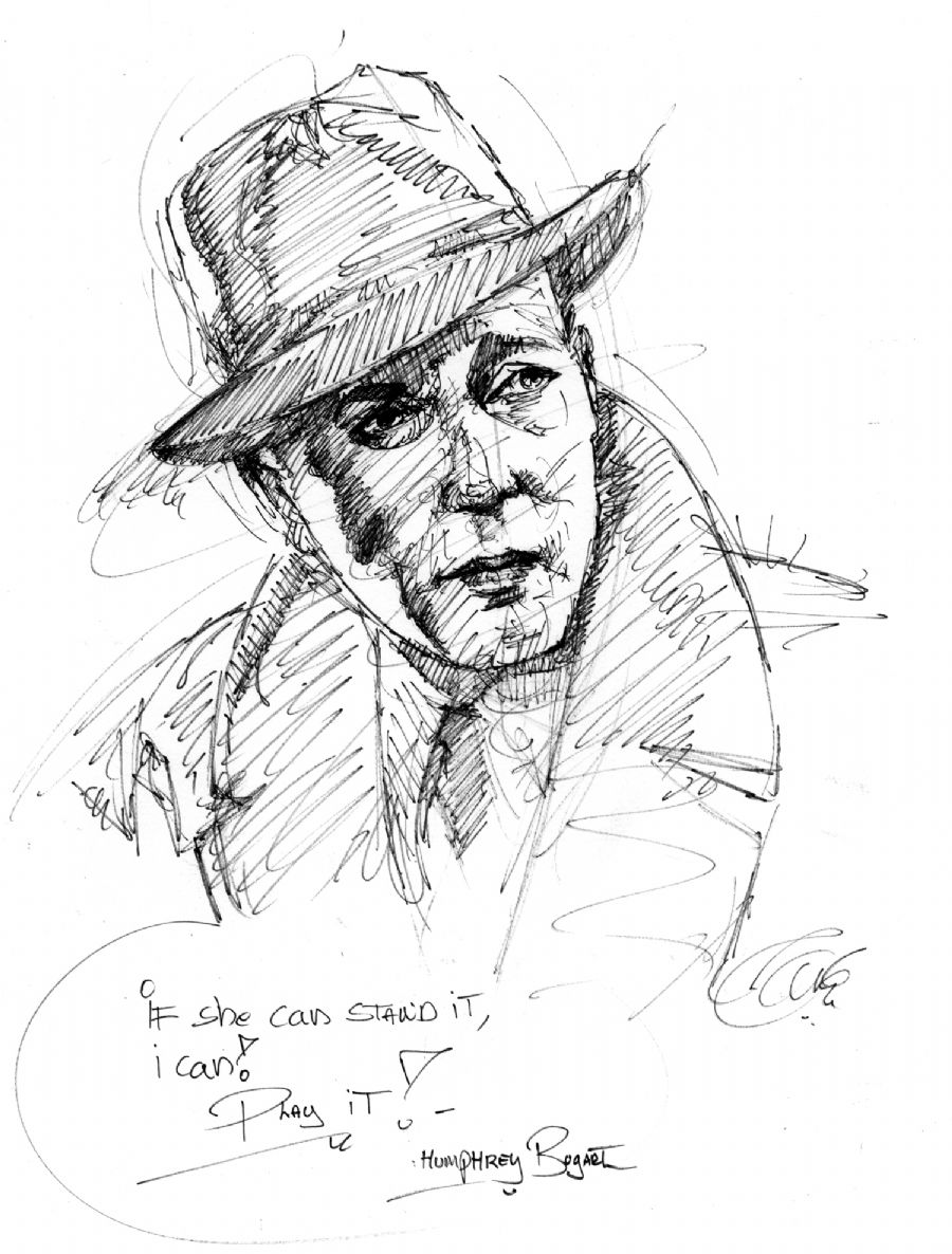 This days doodling; Humphrey Bogart; cas