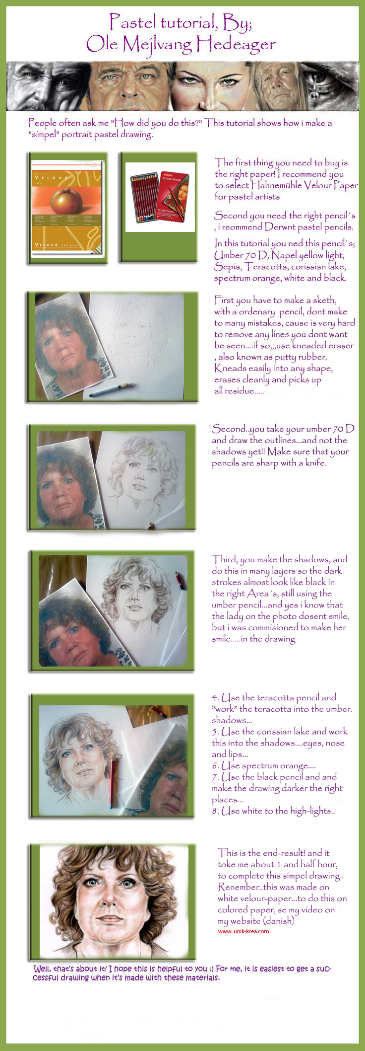 Pastel portrait drawing tutorial by Ole