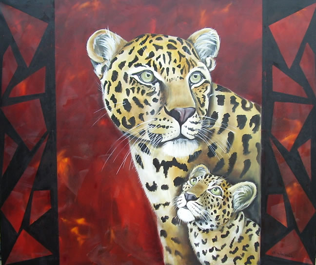 Leopard and kitten
