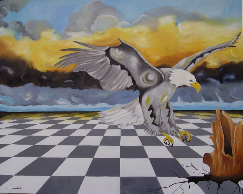 The eagle lands