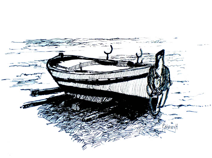 Robåd ved stranden