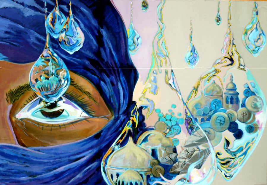 Aleppo Citywoman and the Raindropreflect