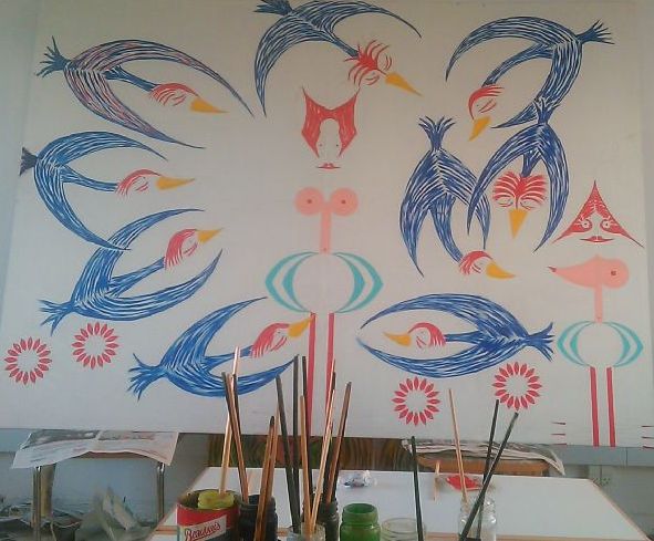 Fælles kunstmaler atelier i København.