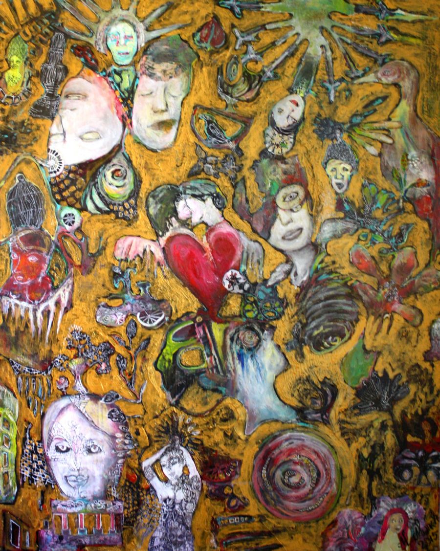 Collagemaleri – mixedmedia af Mette Munch
