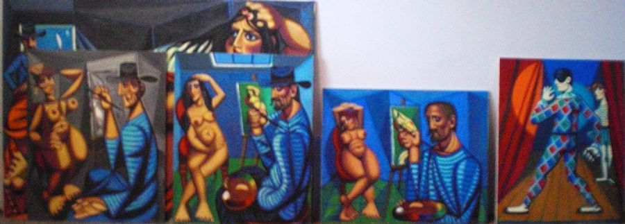 5 billeder - "Maler og model"