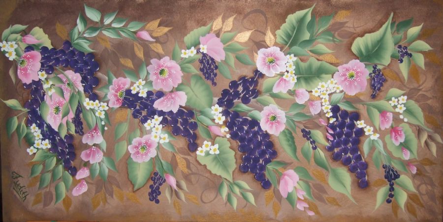 Vindruer og blomster