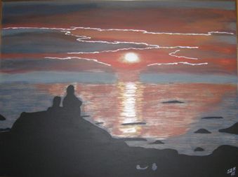 Solnedgang set fra Banstenvej på Læsø