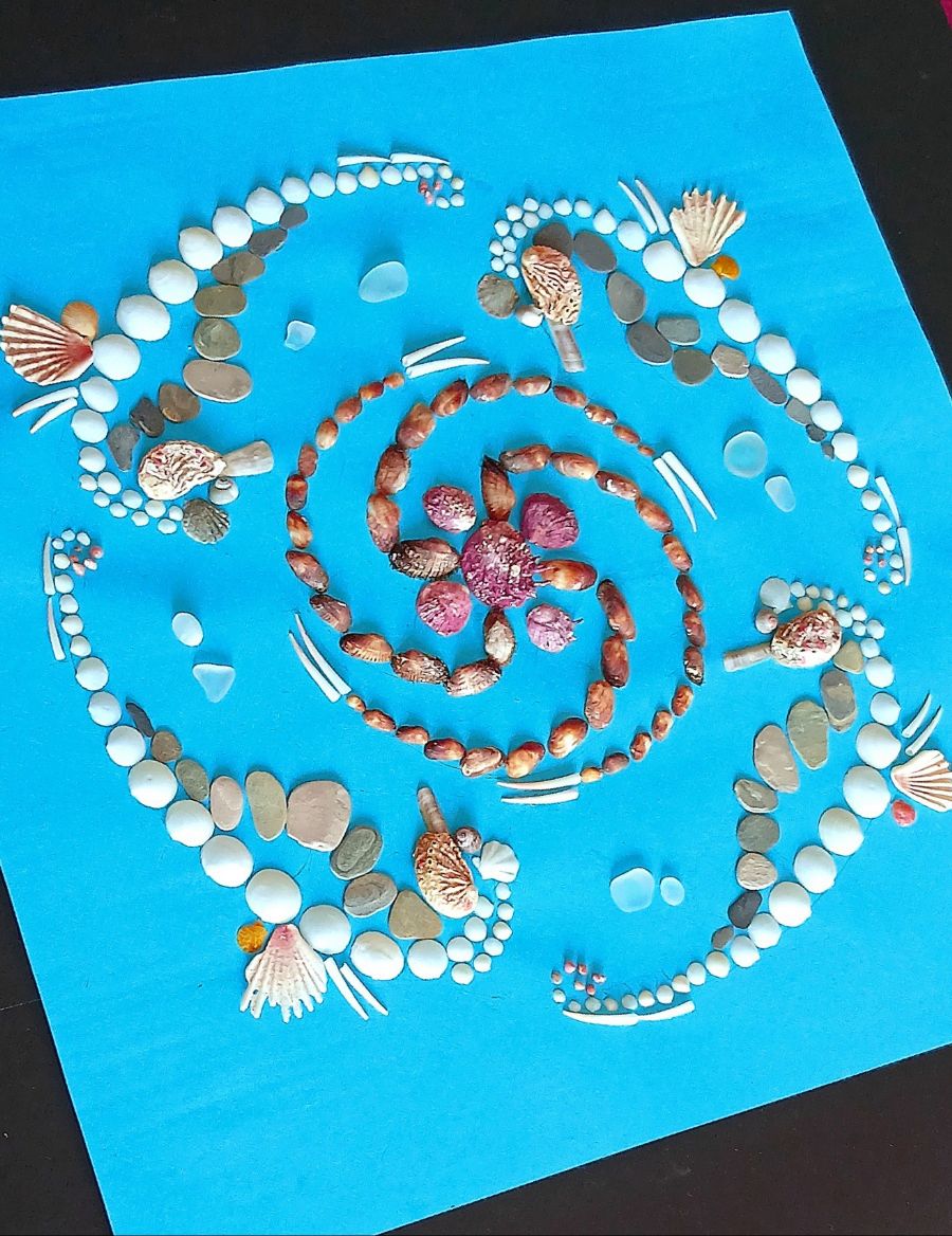 Seashell art seahorse in ornament