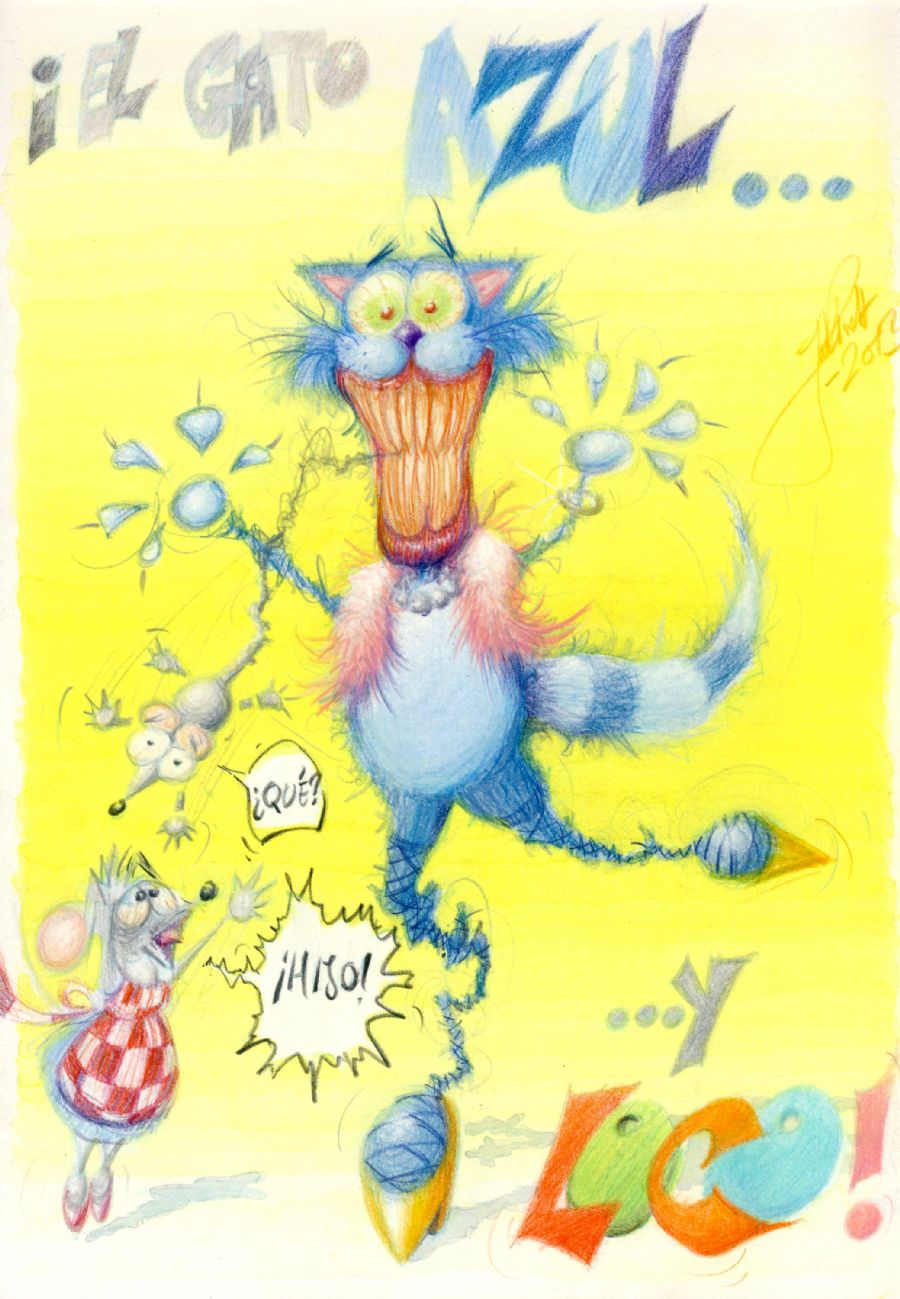 El gato azul y loco