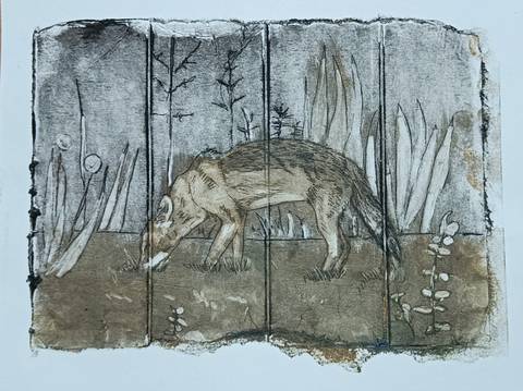 Ræven går derude – tryk/grafik af Britta Ortiz