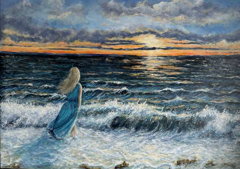 Pigen og havet – malerier af Jette Gjerum
