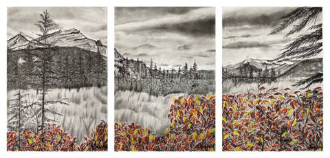 I det kontinuerlige efterår – mixed media af Solmaz Jensen