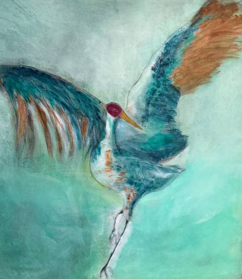 Den dansende fugl – mixed media af Jeanette Hammershøj Jørgensen
