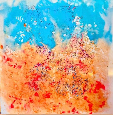 Forår på Færøerne – mixed media af Anders Hjuler