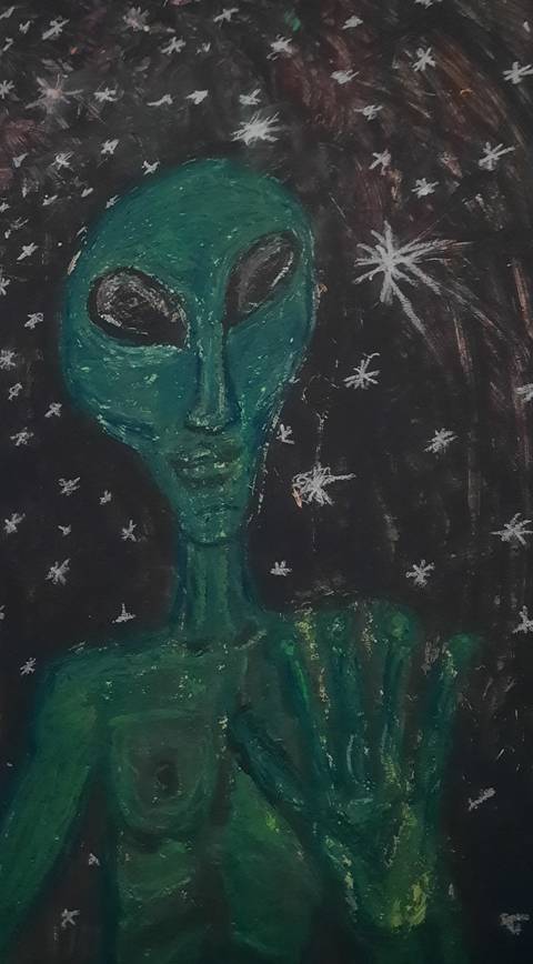Alien, stjernehimmel – mixed media af LotusPsykhedelia