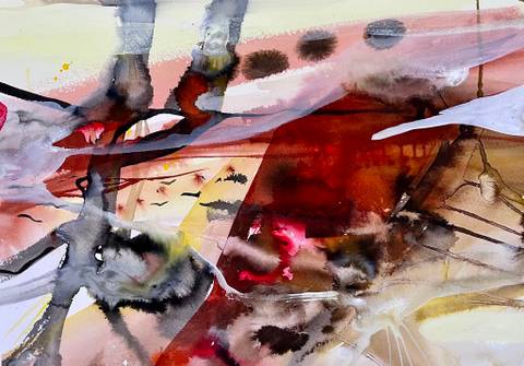 "Flying" – mixed media af Kirsten Overgaard