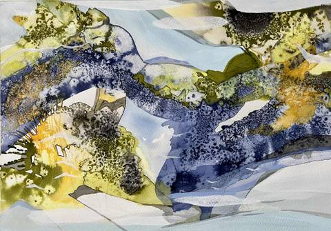 "Naturabstraktion 1" – mixed media af Kirsten Overgaard