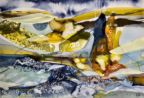 "Naturabstraktion 4" – mixed media af Kirsten Overgaard
