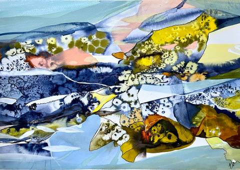 "Naturabstraktion 2" – mixed media af Kirsten Overgaard