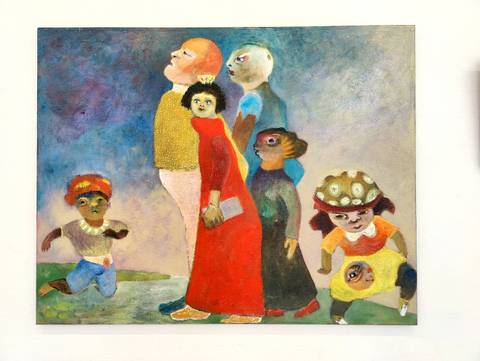 Family outside – malerier af Annette Falk Lund