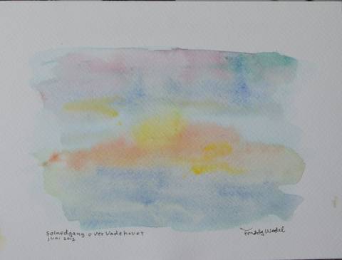 Solnedgang over Vadehavet – maleri af Freddy Wedel